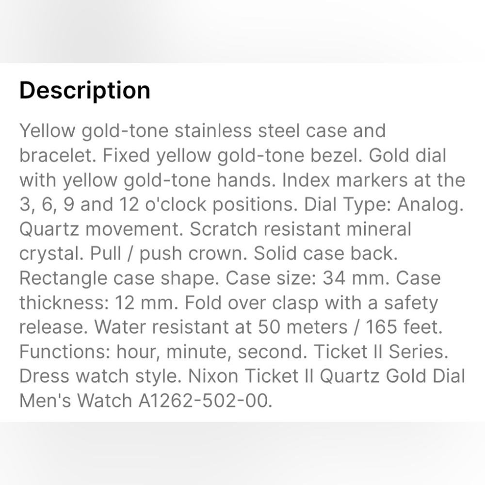 Nixon Ticket II Quartz Gold Watch *NWT* - Picture 7 of 16